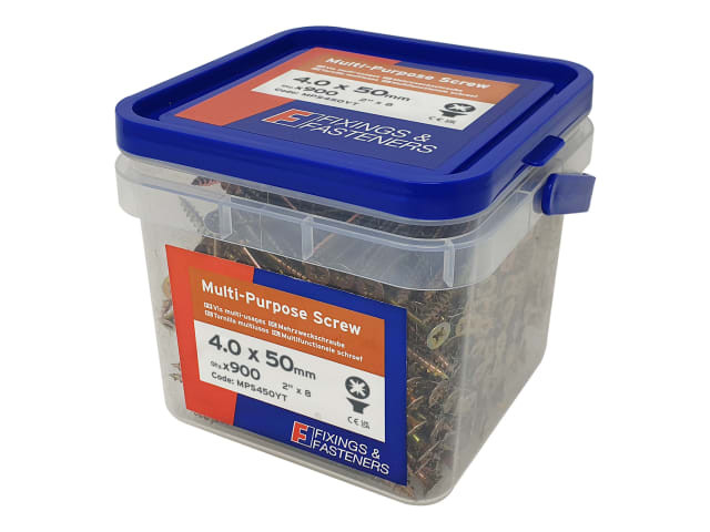 ForgeFix MPS450YT Multi-Purpose Pozi Compatible Screw CSK ST ZYP 4.0 x 50mm Tub 900