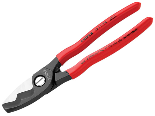 KNIPEX 95 11 200 Cable Shears with Twin Cutting Edge PVC Grip 200mm