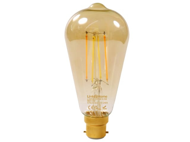 Link2Home L2HFEB22P5W Wi-Fi LED BC (B22) Pear Filament Dimmable Bulb, White 470 lm 4.5W