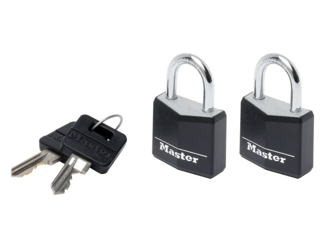 Master Lock 9130EURTBLK Aluminium Black Vinyl Cover 30mm Padlock 4-Pin - Keyed Alike x 2