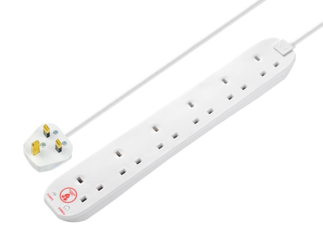 Masterplug SRG6210N-MP Surge Extension Lead 6 Gang 13A 2m SRG62N-MP