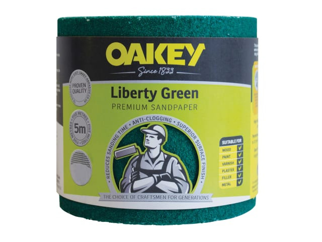 Oakey 66261116692 Liberty Green Sanding Roll 115mm x 5m Coarse 60G
