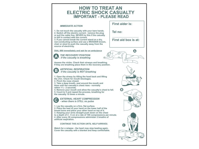 Scan 4240 How To Treat An Electric Shock Casualty - PVC Sign 400 x 600mm
