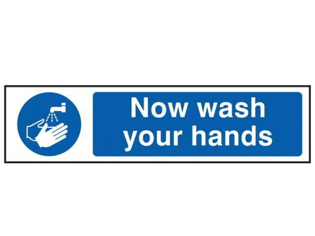 Scan 5014 Now Wash Your Hands - PVC Sign 200 x 50mm