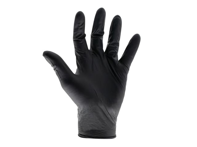 Scan KG-1101 Black Heavy-Duty Nitrile Disposable Gloves Medium Size 7 (Box of 100)