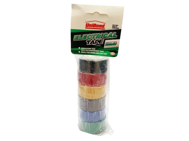 UniBond 2675477 Electrical Tape (6 Colour Pack) 19mm x 3.5m