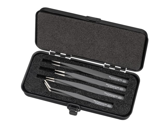 Wiha 32349 Professional ESD SMD Tweezer Set, 4 Piece