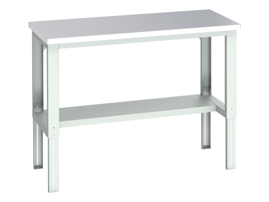 Bott 41003656.16V Cubio Adjustable Bench with Half Shelf, Stainless Steel Clad Top 1500 x 750mm