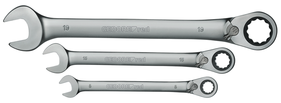 Gedore 3300873 R07205012 Ratchet wrench set a/f 8-19 mm 12 pieces