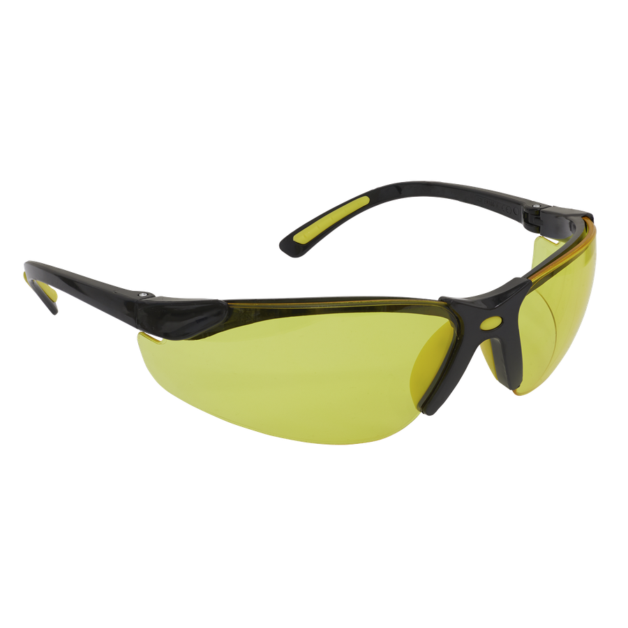 Sealey 9215 Worksafe Zante Style Amber Lens Safety Glasses with Flexi Arms