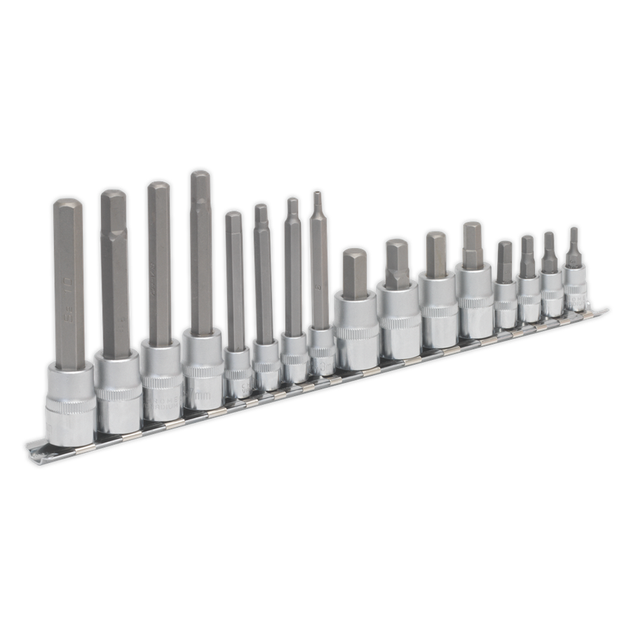 Sealey AK6219 Premier Hex Socket Bit Set 1/4" & 3/8"Sq Drive 16pc