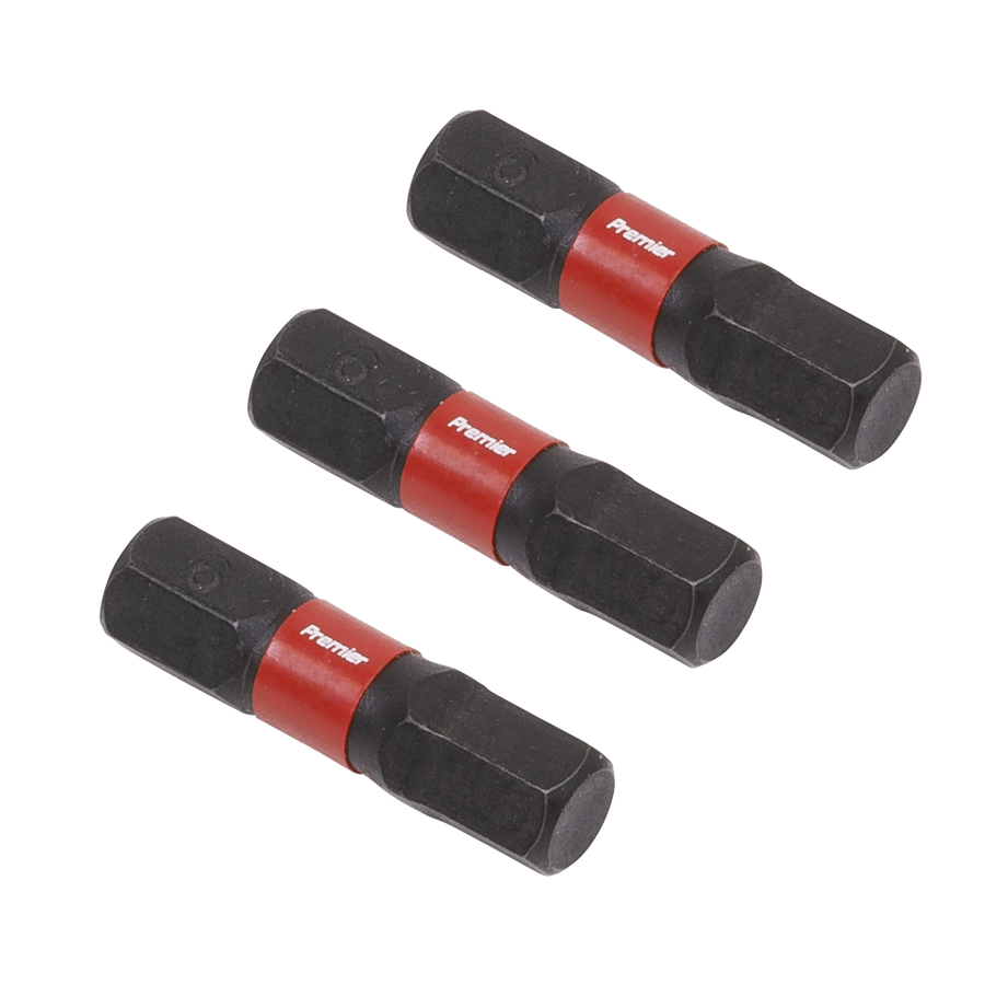 Sealey AK8214 Premier Hex Impact Power Tool Bits 6 x 25mm 3pc