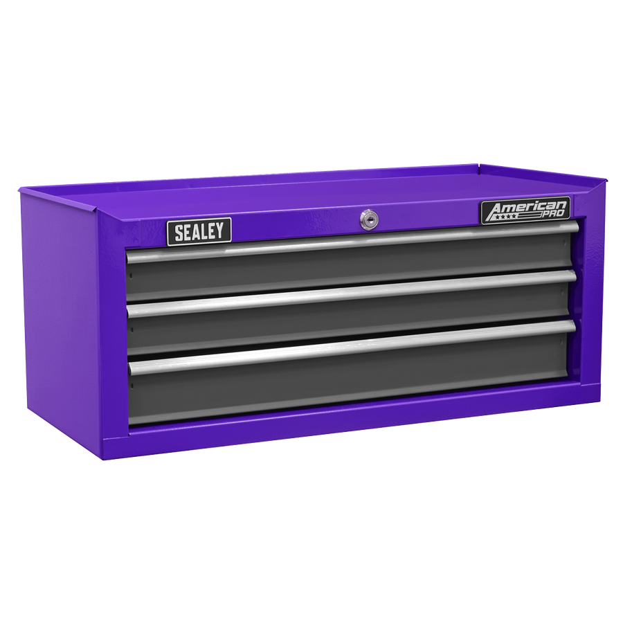 Sealey AP22309BBCP American Pro Mid-Box Tool Chest 3 Drawer - Purple/Grey
