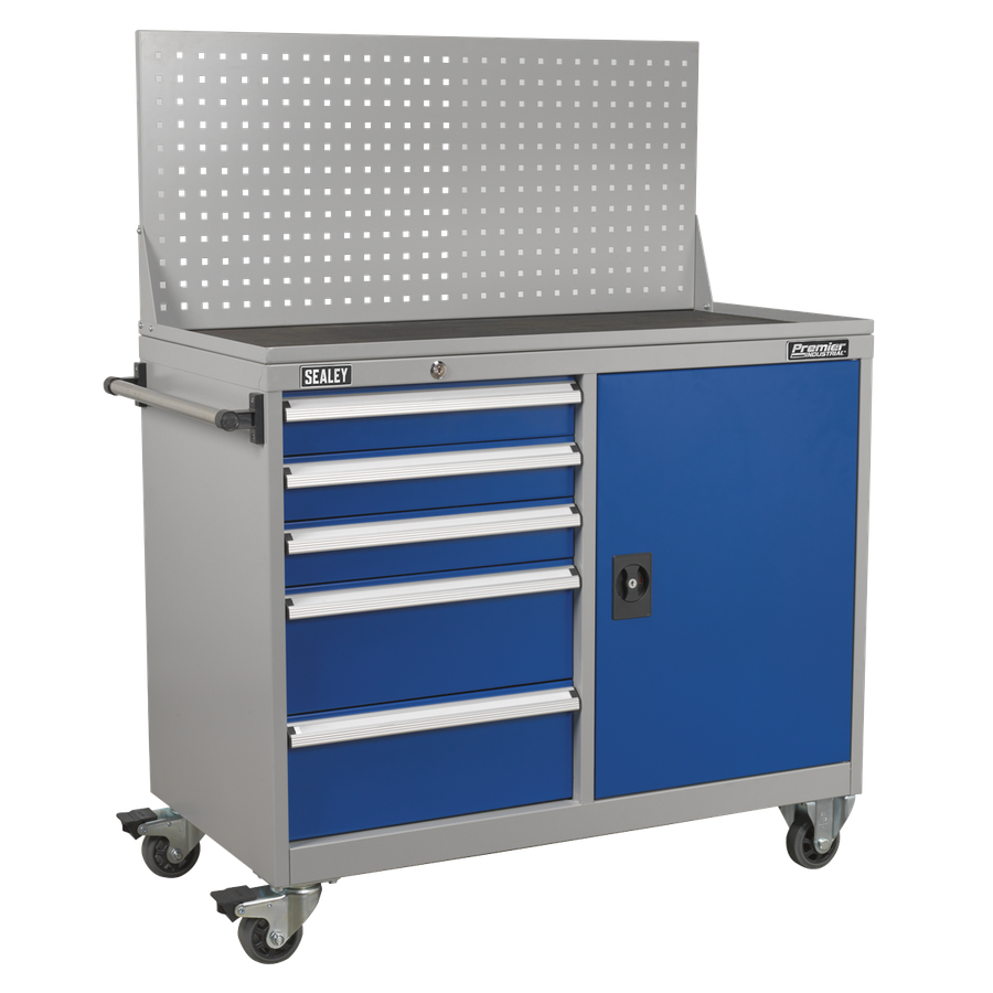 Sealey API1103A Premier Industrial Mobile Workstation with 5 Drawers & 1 Shelf