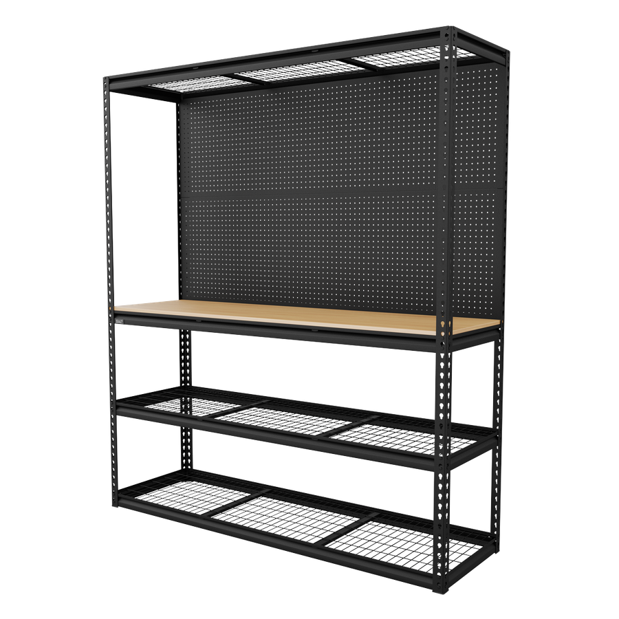 Sealey APMWB1 Heavy-Duty Modular Workbench with Racking & Pegboard 300kg Capacity Per Level