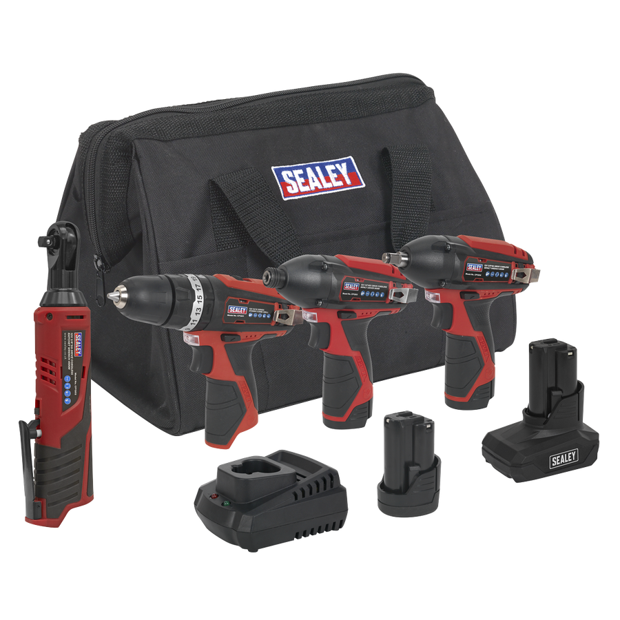 Sealey CP1200COMBO 4 x SV12 Series Cordless Power Tool Kit 12V - 2 Batteries
