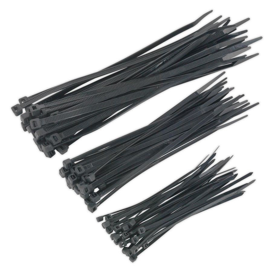 Sealey CT75B Cable Tie Assortment, Black - Pack of 75