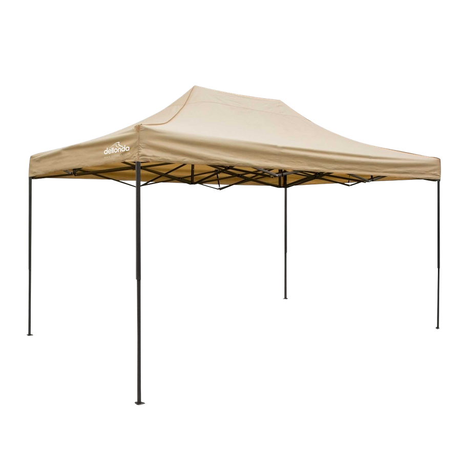 Dellonda DG134 Premium 3 x 4.5m Pop-Up Gazebo, Heavy Duty, PVC Coated, Water-Resistant Fabric, Supplied with Carry Bag, Rope, Stakes & Weight Bags - Beige Canopy