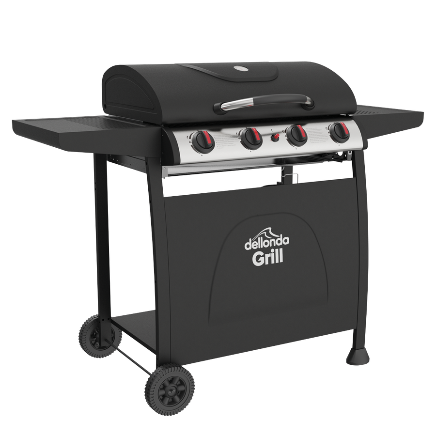 Dellonda DG15 4 Burner Gas BBQ Grill with Piezo Ignition & Thermometer