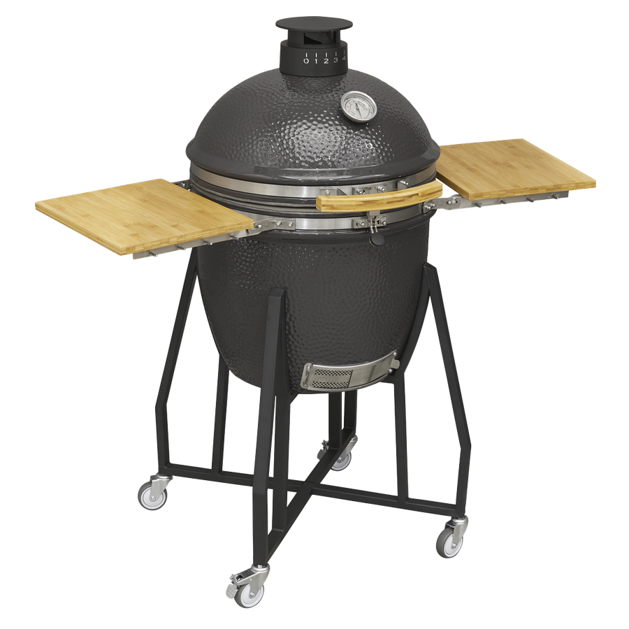 Dellonda DG159 Deluxe 22"(56cm) Ceramic Kamado Style BBQ with Wheeled Stand