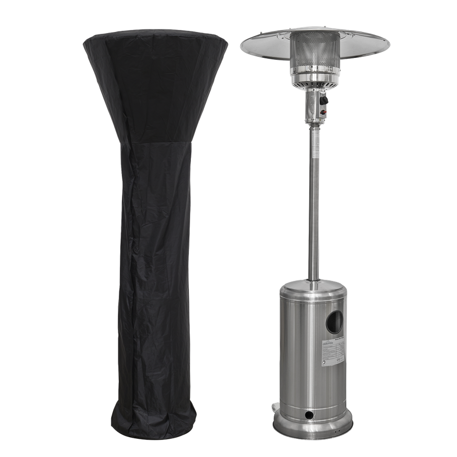 Dellonda DG221 Freestanding Gas Patio Heater 13kW with Wheels Supplied with Cover, Stainless Steel