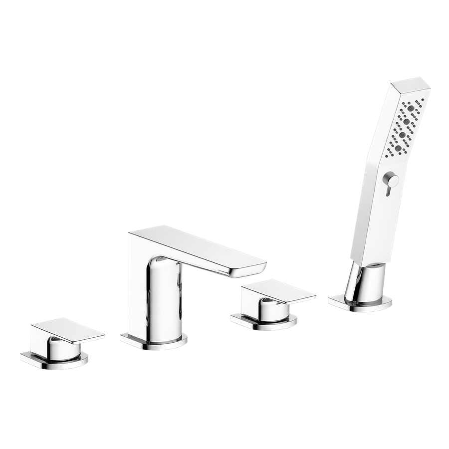Baridi DH398 Bath Mounting 4-Hole Mixer Tap with Shower Head - Chrome