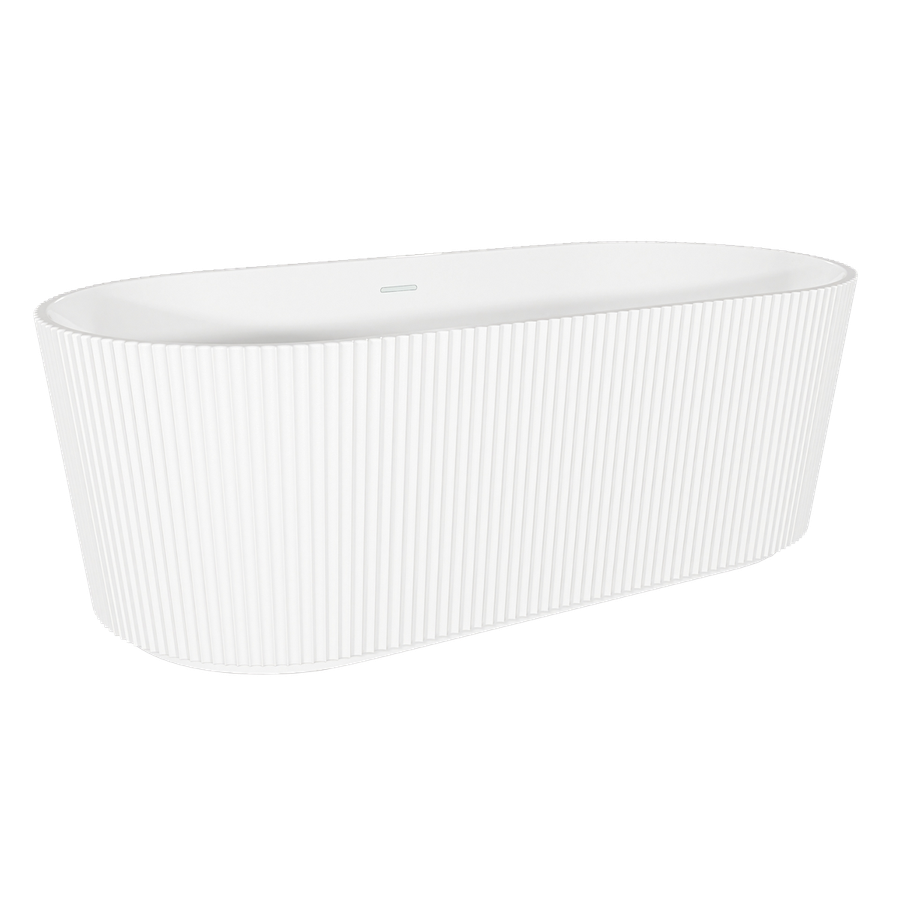 Baridi DH420 Double-Ended Fluted Design Bath with Slim Rim 168cm - Gloss White
