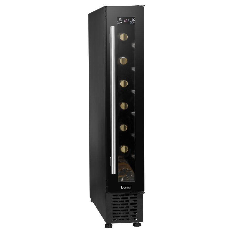 Baridi DH76 7 Bottle Extra-Slim Undercounter Wine Fridge with Digital Touch Screen Controls & LED Light - Black