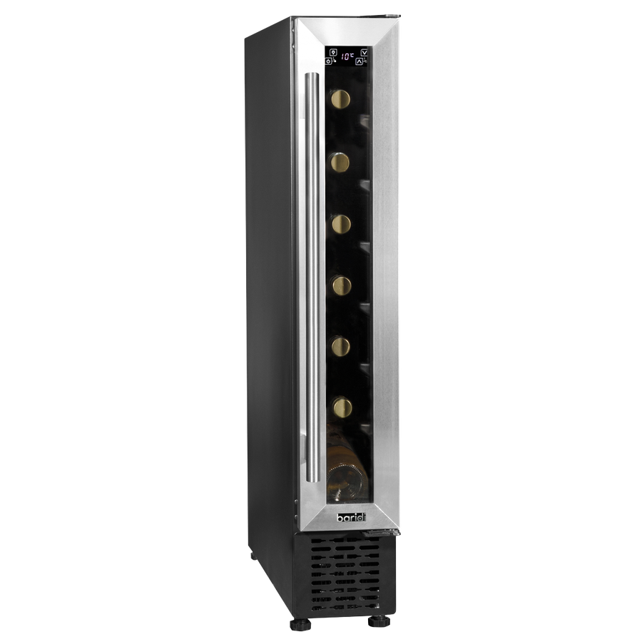 Baridi DH77 7 Bottle Extra-Slim Wine Undercounter Fridge with Digital Touch Screen Controls - Stainless Steel