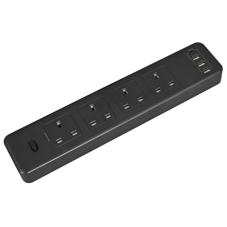 Sealey EL34USBB 2.6m Extension Lead with USB Ports - Black