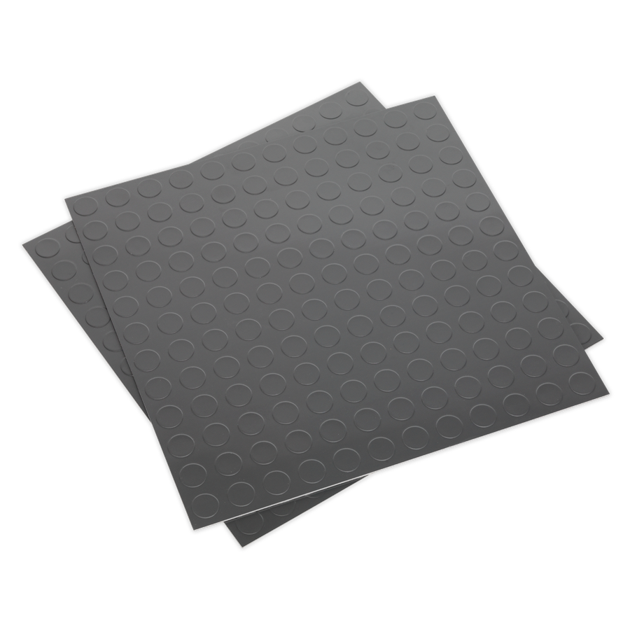 Sealey FT2S Vinyl Floor Tile with Peel & Stick Backing Silver Coin - Pack of 16