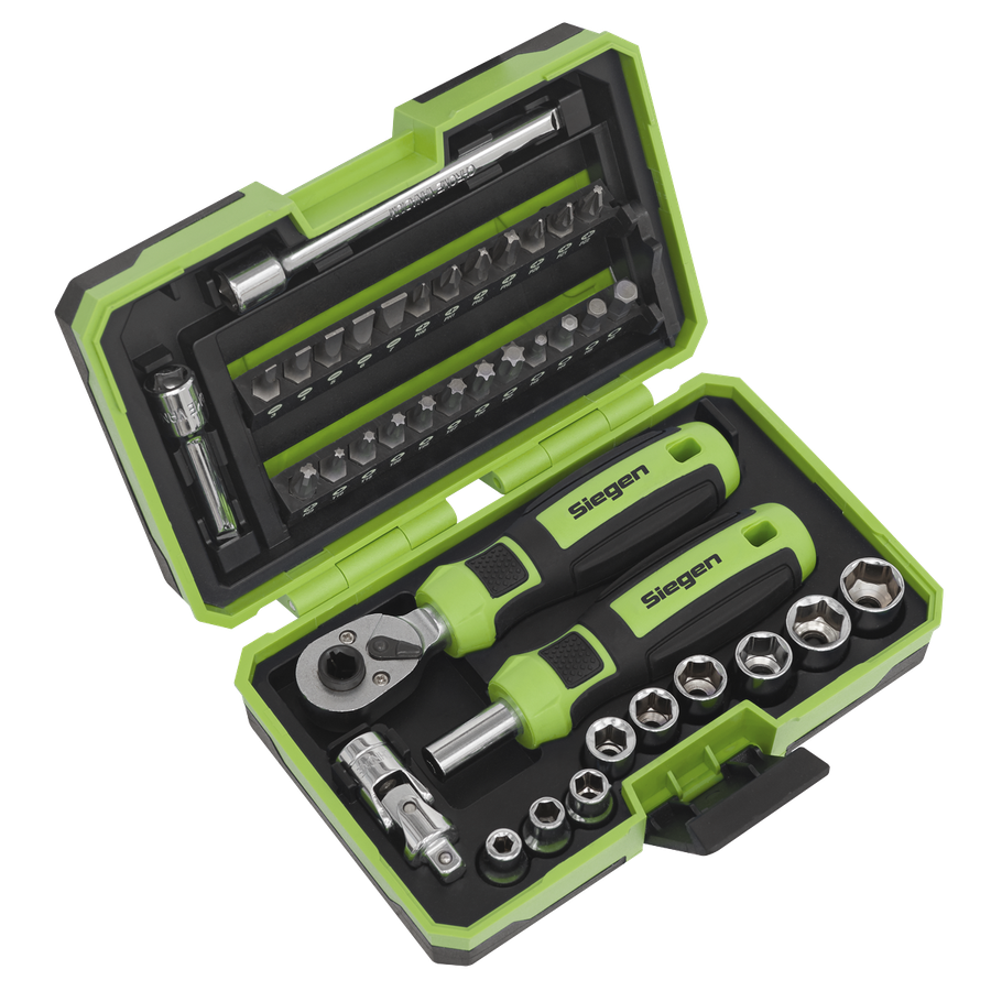 Sealey S01255 Siegen Socket & Bit Set 1/4"Sq Drive 38pc