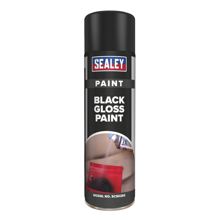 Sealey SCS025 Gloss Paint 500ml, Black - Pack of 6