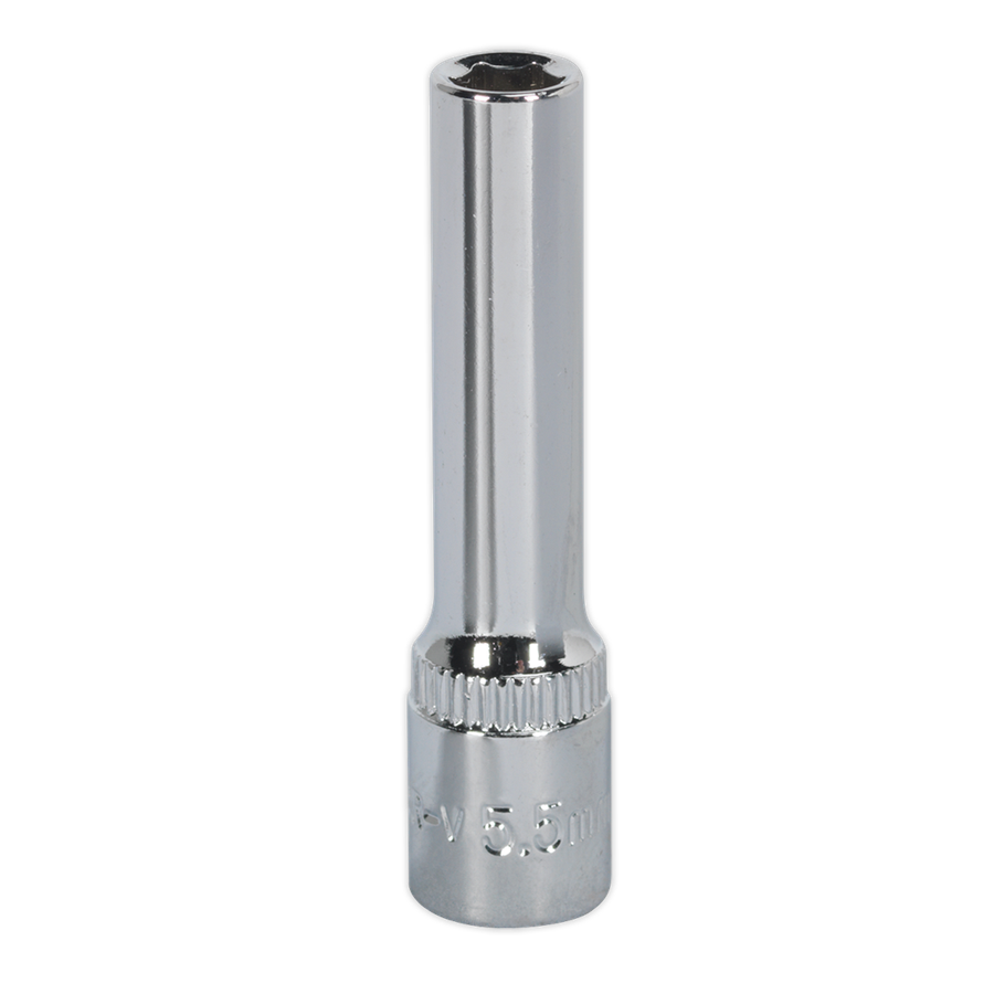 Sealey SP14055D Premier Fully Polished Deep Socket 1/4"Sq Drive 5.5mm