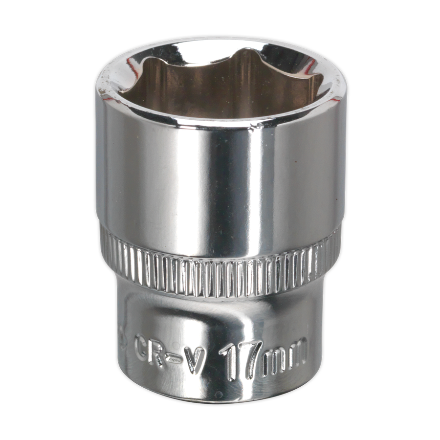Sealey SP3817 Premier Fully Polished Socket 3/8"Sq Drive 17mm
