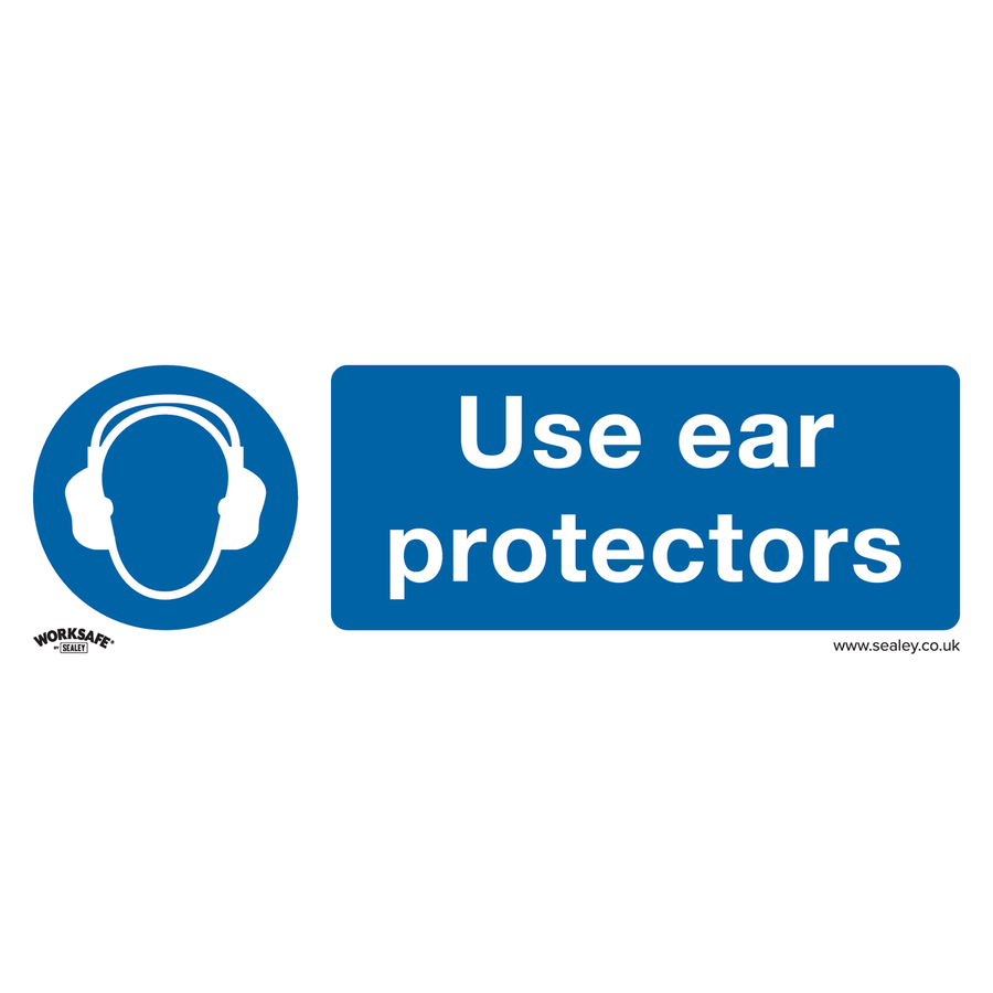 Worksafe SS10V1 Use Ear Protectors Safety Sign - Self-Adhesive Vinyl