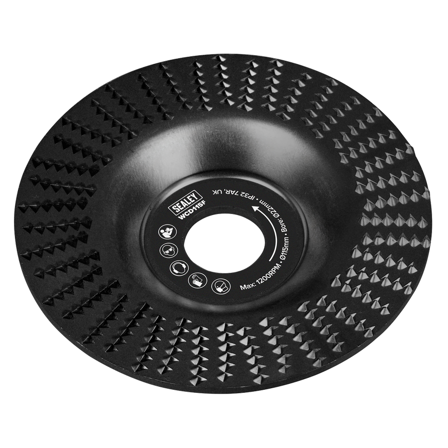 Sealey WCD115F 115mm Flat Shape Wood Carving Disc 22mm Bore