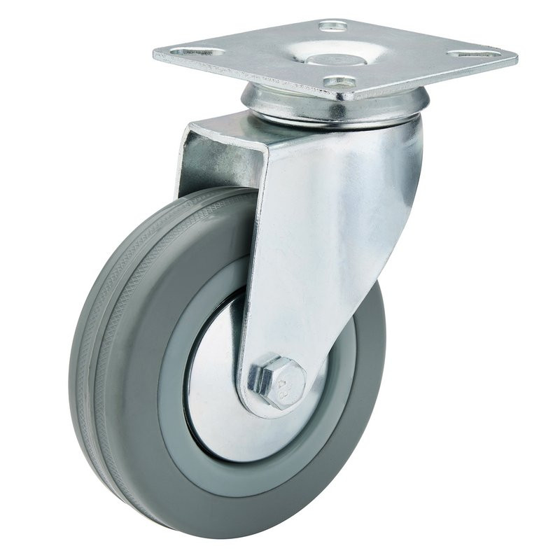 Draper 65478 Swivel Plate Fixing Rubber Castor, 100mm Diameter, S.W.L. 80kg