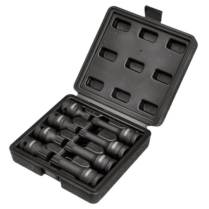 Draper 49460 Tamper Proof Impact Spline Set, 1/2" Sq. Dr. (8 Piece)