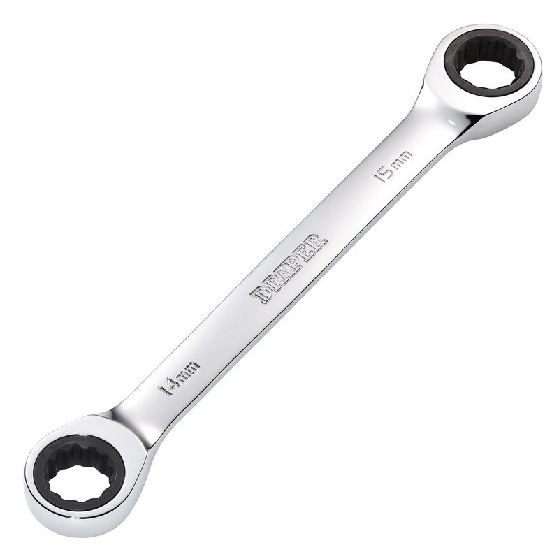 Draper 27738 HI-TORQ Metric Double Ratchet Ring Spanner, 14 x 15mm