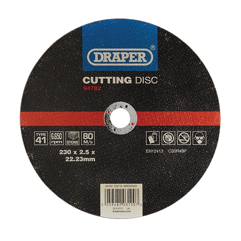 Draper 94782 Flat Stone Cutting Disc, 230 x 2.5 x 22.23mm