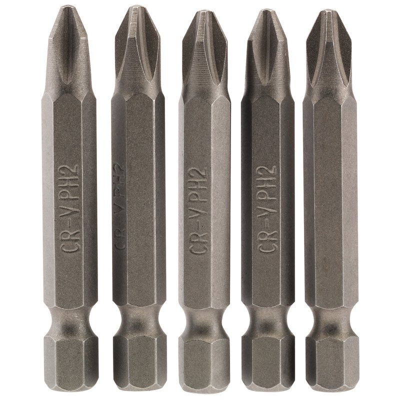 Draper 64288 Cross Slot Insert Bit, 1/4" Hex, 50mm Long, No.2 (Pack of 5)