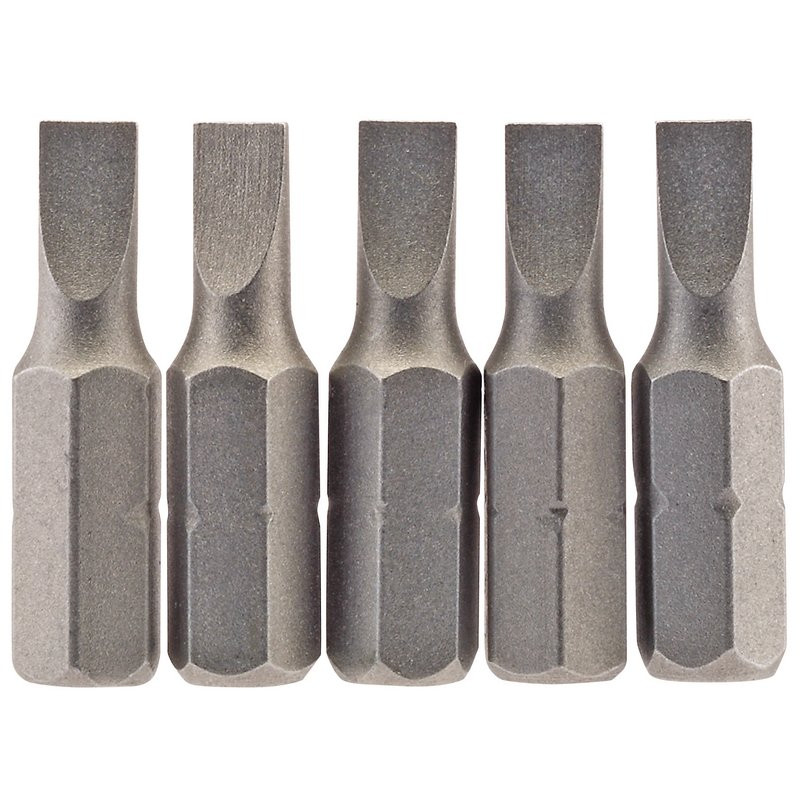 Draper 64008 Plain Slot Insert Bit, 4.5 mm, 1/4" Hex, 25mm Long (Pack of 5)