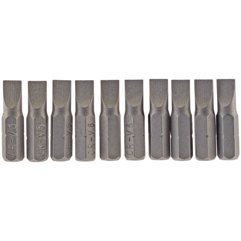 Draper 64031 Plain Slot Insert Bit, 6mm, 1/4" Hex, 25mm Long (Pack of 10)