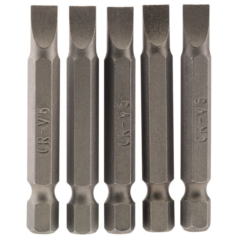 Draper 64273 Plain Slot Insert Bit, 6mm, 1/4" Hex, 50mm Long (Pack of 5)