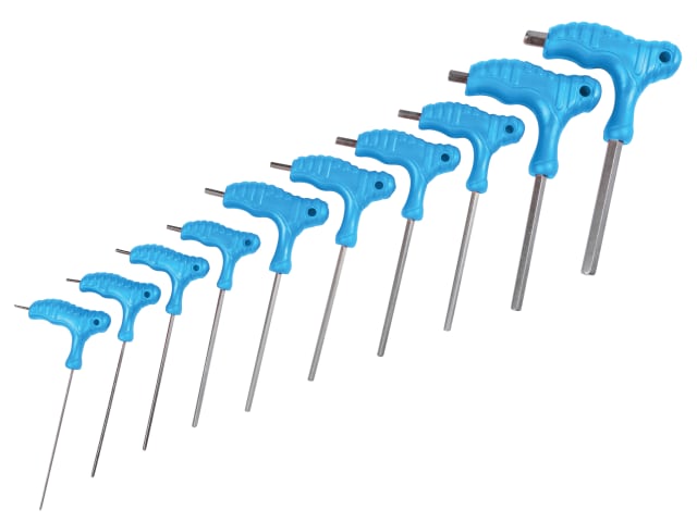BlueSpot Tools 12185 Metric T-Handle Hex Key Set, 10 Piece