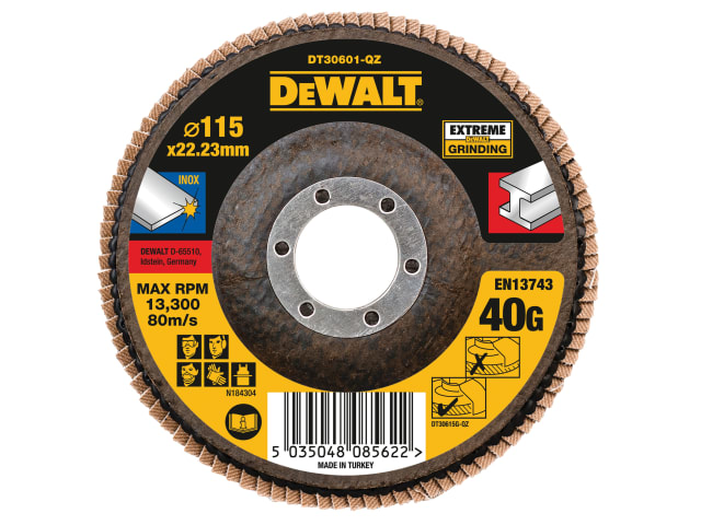 DeWalt DT30601-QZ Extreme Flap Disc 115 x 22.2mm 40G