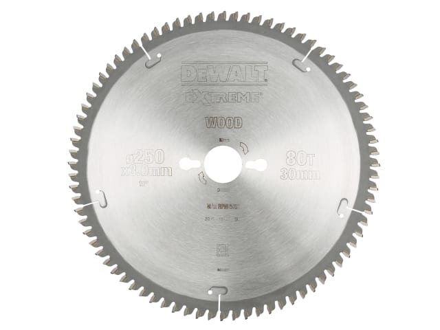 DeWalt DT4287-QZ Series 40 Circular Saw Blade 250 x 30mm x 80T TCG/Neg