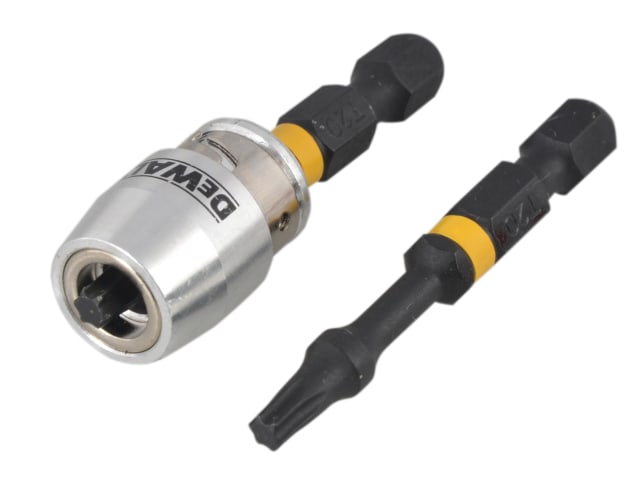 DeWalt DT70537T-QZ Impact Torsion Bits TX0 x 50mm (x2) and Magnetic Screwlock Sleeve