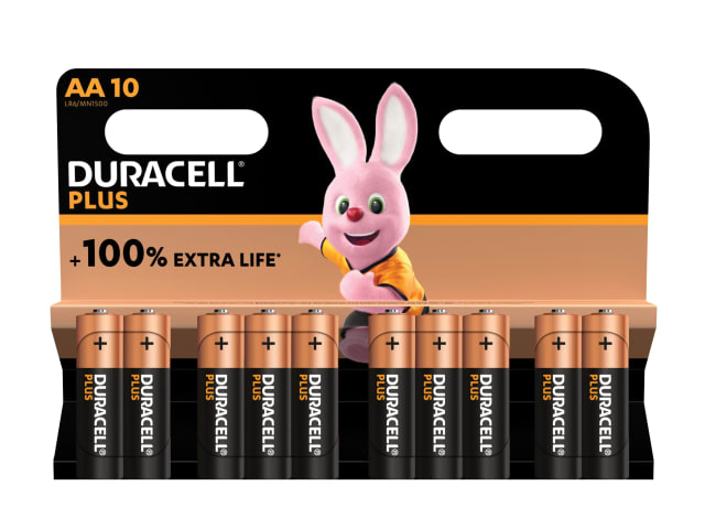 Duracell S19034 AA Cell +150% Plus Power Batteries (Pack 10)